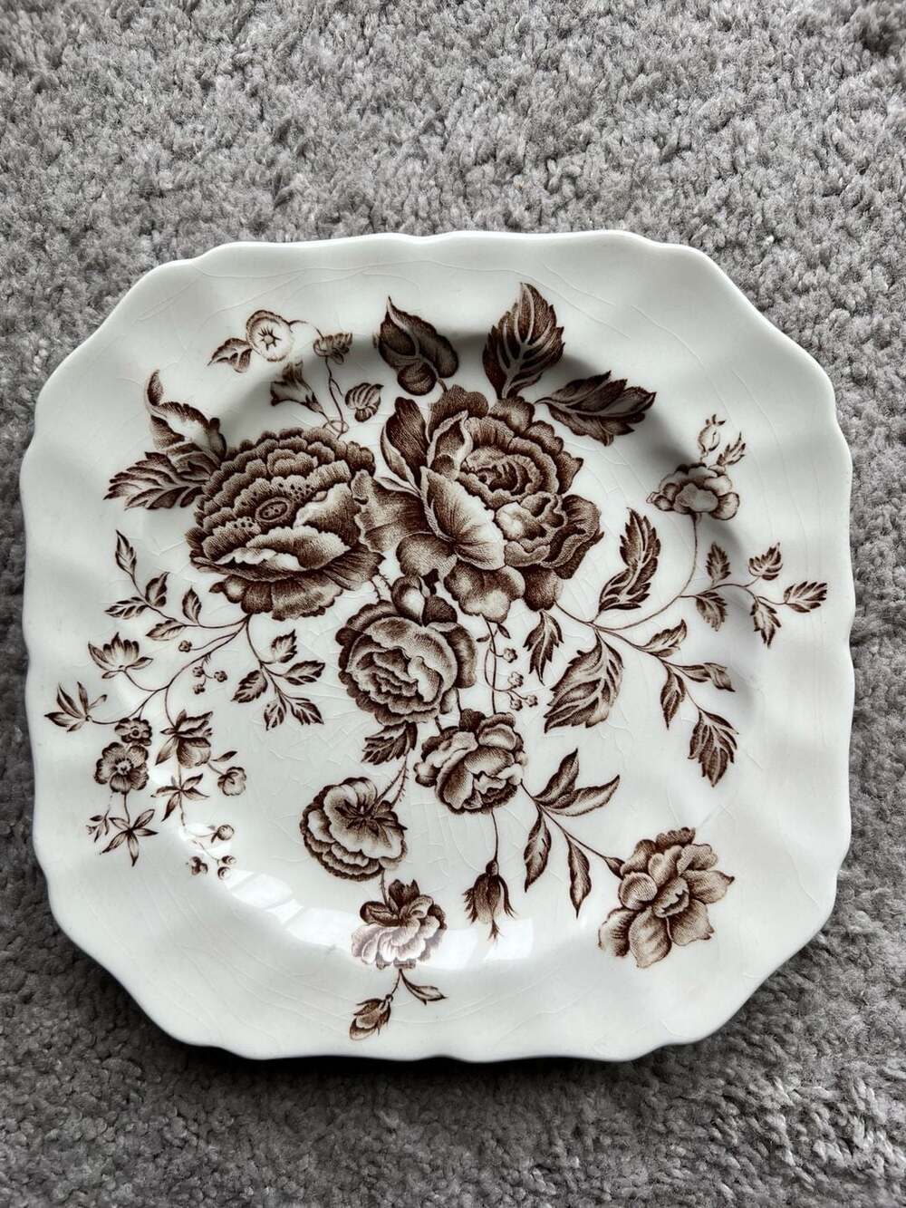 Johnson Brothers Elizabeth Brown Square Salad/Dessert Plate